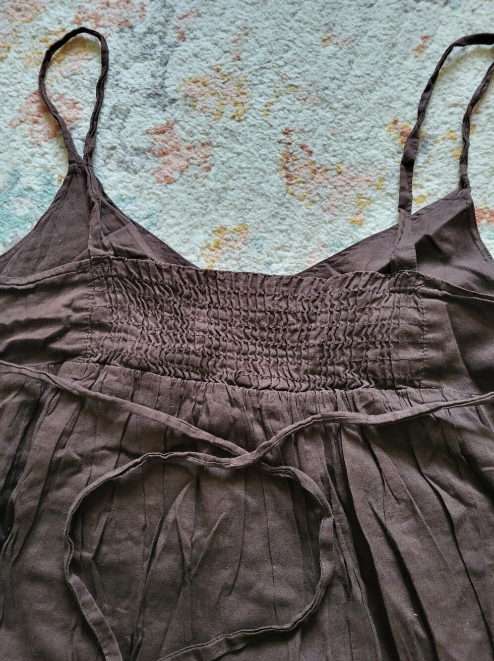 Vintage J. Crew 100% Cotton Brown Babydoll Midi Dress - Picture 3 of 5